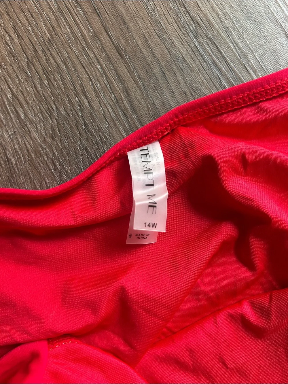 Tempt Me Bikini Bottom Womens Plus Size 14W Red Solid Side Tie Mid Rise